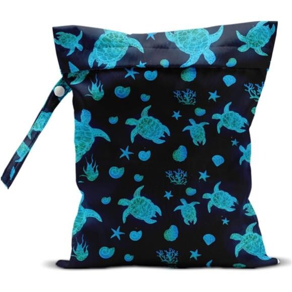 Waterproof Wet Bag for Swimsuit, Travel Beach Wet Dry Bag, Turtle Starfish - Picture 1 of 4